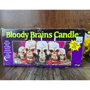 NIB Vintage Bloody Brains Candle Halloween Decor Skulls 90s‎ Oozing Horror New